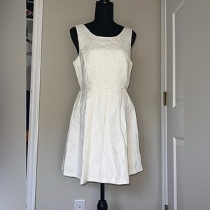 White dress with black lace detail, size Large, new with tags